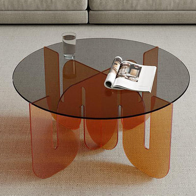 Table basse ronde en verre contemporain Nordic Wave pour salon 