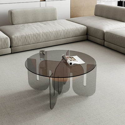 Table basse ronde en verre contemporain Nordic Wave pour salon 