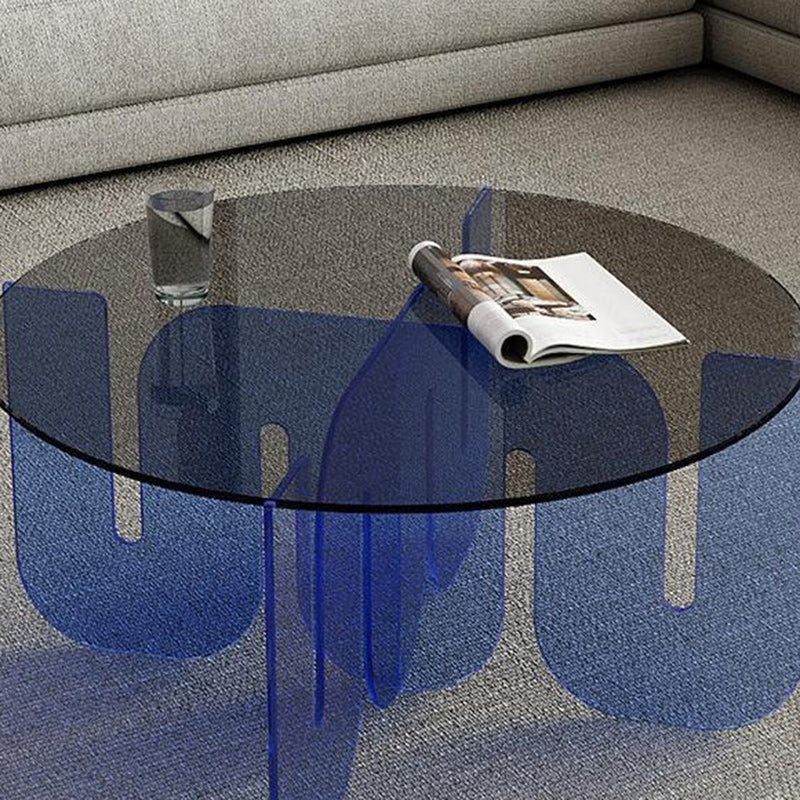 Table basse ronde en verre contemporain Nordic Wave pour salon 