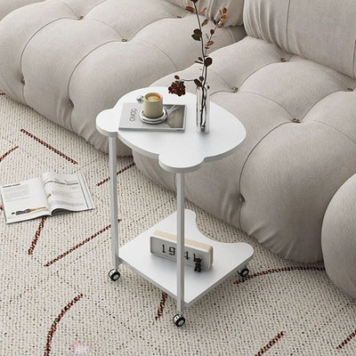 Contemporary Creative Bear Shape Density Board Top Stainless Steel End Table 2-Tier For Living Room