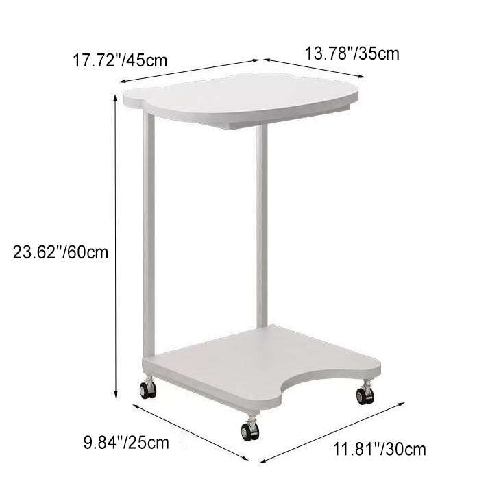 Contemporary Creative Bear Shape Density Board Top Stainless Steel End Table 2-Tier For Living Room