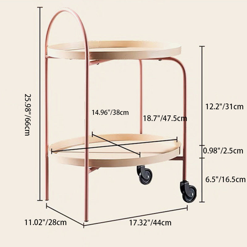 Contemporary Scandinavian Oval Tabletop Iron Metal Side Table 2-Tier For Living Room