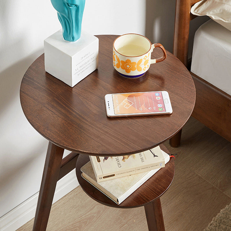 Modern Minimalist Round Tabletop Rubberwood Coffee Table 3-Leg For Living Room