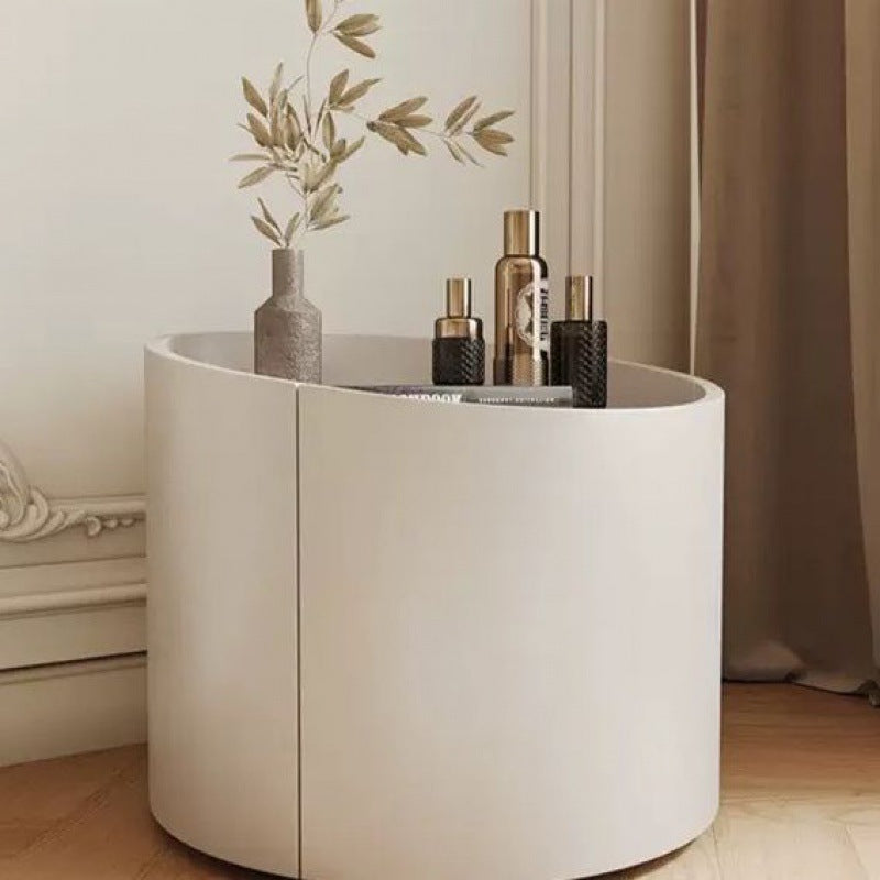 Modern Minimalist Cylinder Solid Wood High Density Panel Nightstand 1-Drawer For Bedroom