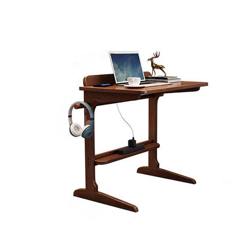 Modern Minimalist Rectangle Solid Wood Desk 2-Leg For Home Office