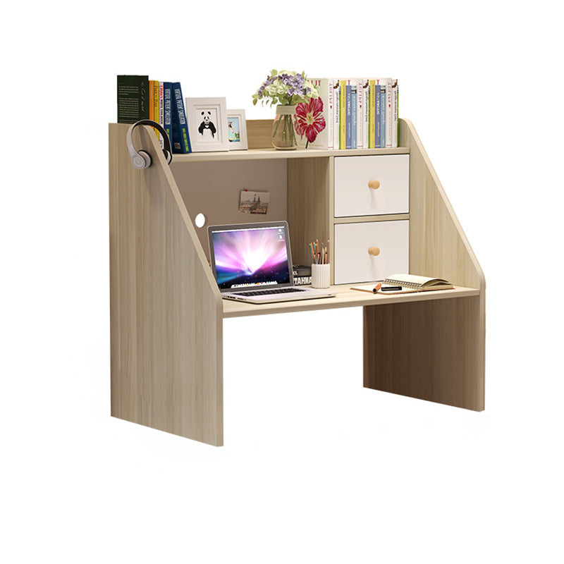 Modern Minimalist Rectangle Solid Wood Desk 1-Shelf For Home Office