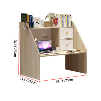 Modern Minimalist Rectangle Solid Wood Desk 1-Shelf For Home Office