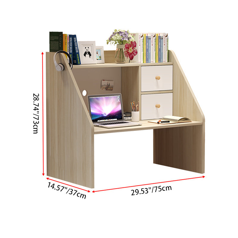 Modern Minimalist Rectangle Solid Wood Desk 1-Shelf For Home Office