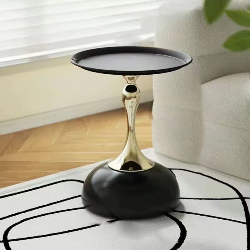 Contemporary Scandinavian Round Tabletop Carbon Steel Electroplated Gold Coffee Table For Living Room