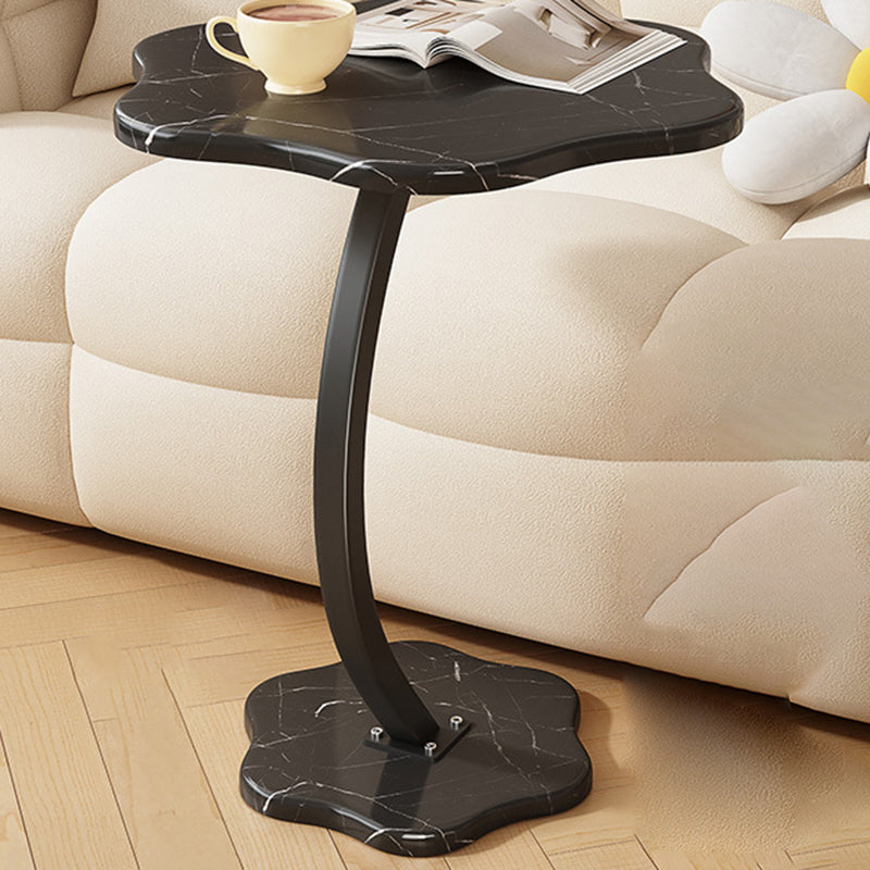 Modern Minimalist Hexagonal Plate Carbon Steel Side Table 1-Leg For Living Room