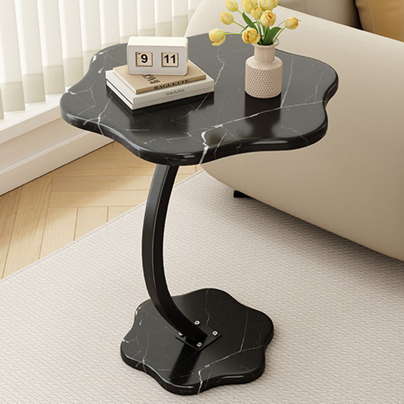 Modern Minimalist Hexagonal Plate Carbon Steel Side Table 1-Leg For Living Room