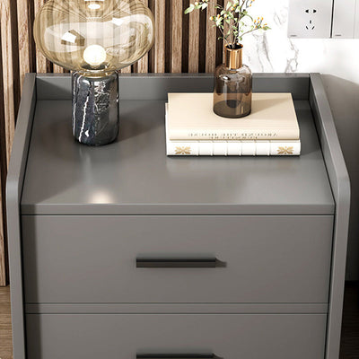 Modern Minimalist Rectangular Solid Wood High Density Panel Nightstand 2-Drawer For Bedroom