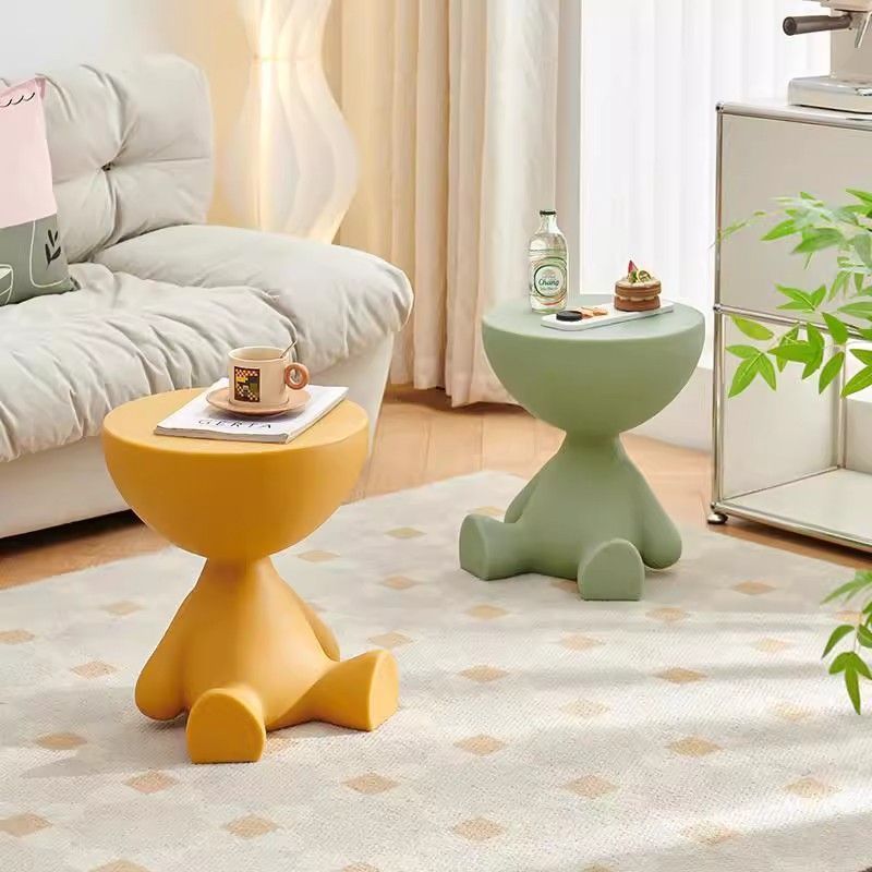 Contemporary Creative Round Tabletop Plastic Side Table For Living Room