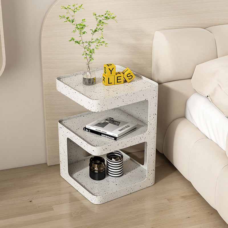 Modern Simplicity Square Tabletop Iron Nightstand 2-Shelf For Bedroom