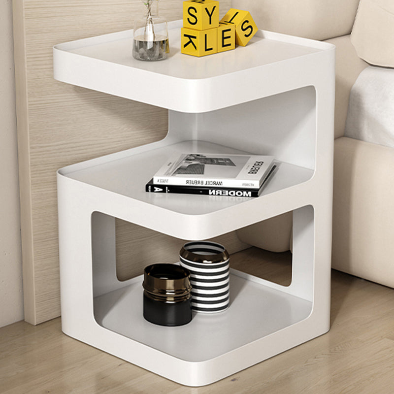 Modern Simplicity Square Tabletop Iron Nightstand 2-Shelf For Bedroom