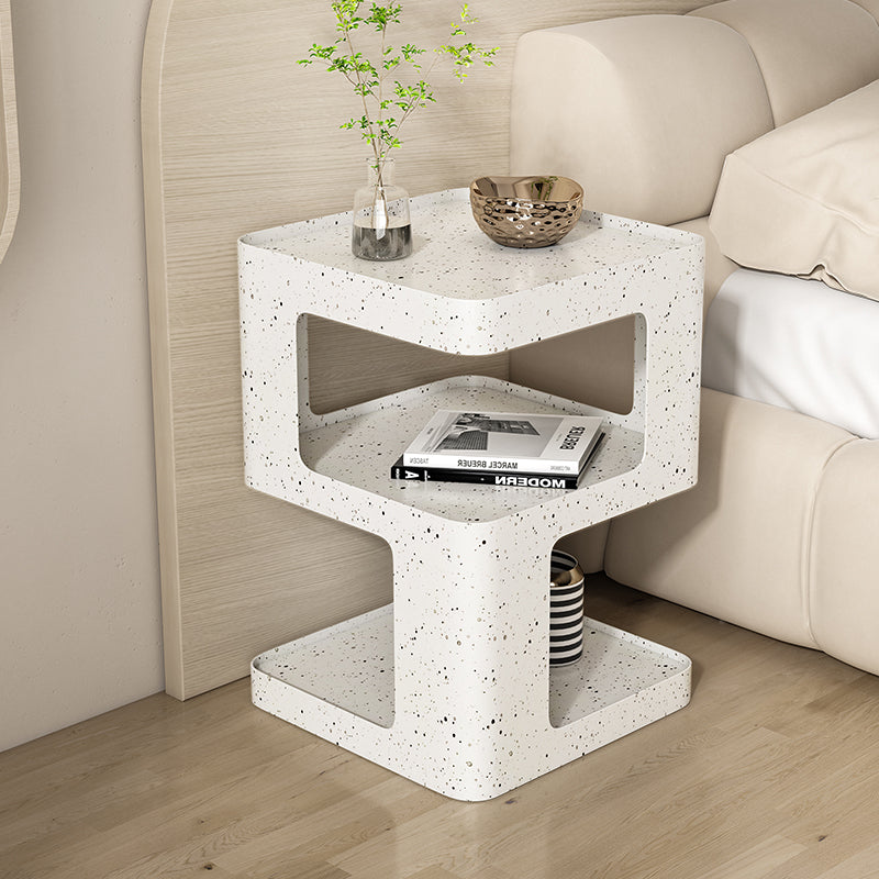 Modern Simplicity Square Tabletop Iron Nightstand 2-Shelf For Bedroom