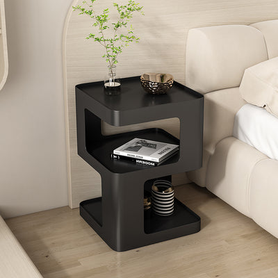 Modern Simplicity Square Tabletop Iron Nightstand 2-Shelf For Bedroom