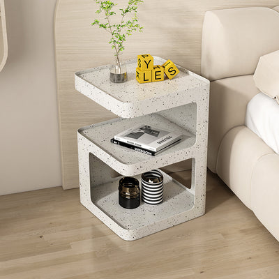 Modern Simplicity Square Tabletop Iron Nightstand 2-Shelf For Bedroom