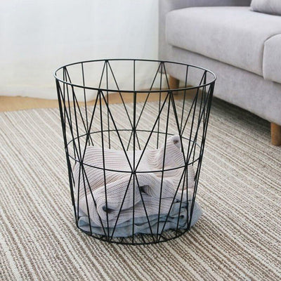 Contemporary Nordic Cylinder Iron Solid Wood Coffee Table 1-Storage For Living Room