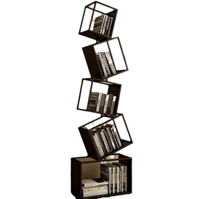 Contemporary Creative Square Iron Bookshelf 5-Shelf For Home Office