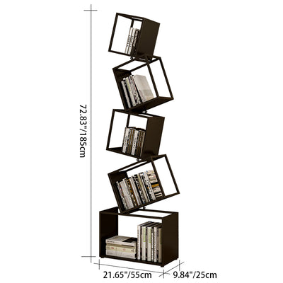 Contemporary Creative Square Iron Bookshelf 5-Shelf For Home Office