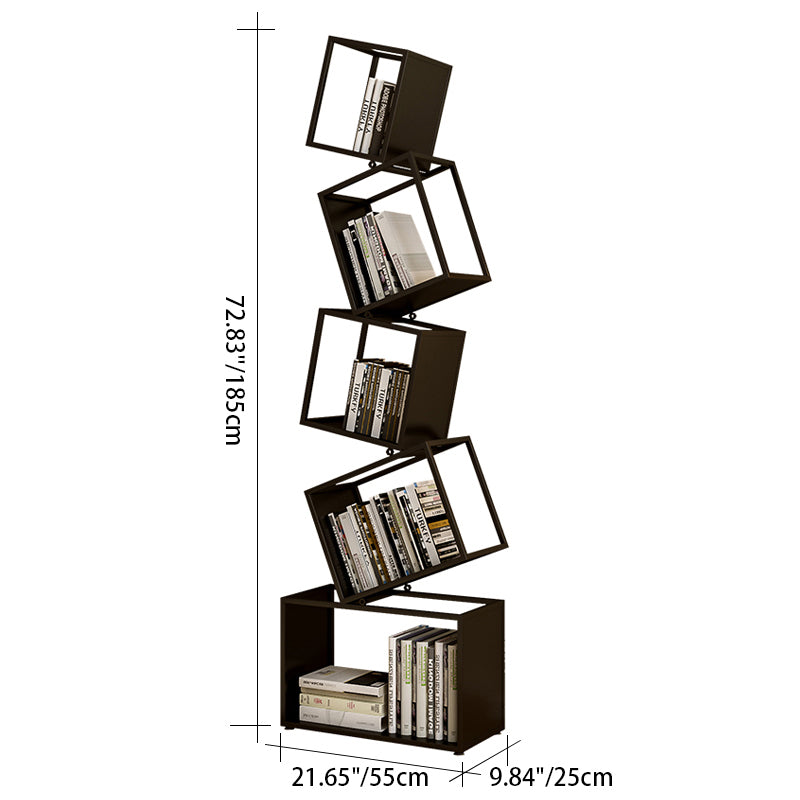 Contemporary Creative Square Iron Bookshelf 5-Shelf For Home Office