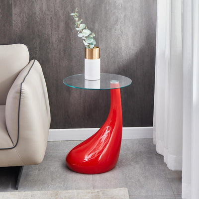 Table d'appoint contemporaine ronde en verre et acier inoxydable 1 pied pour salon 