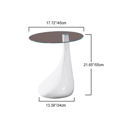 Table d'appoint contemporaine ronde en verre et acier inoxydable 1 pied pour salon 