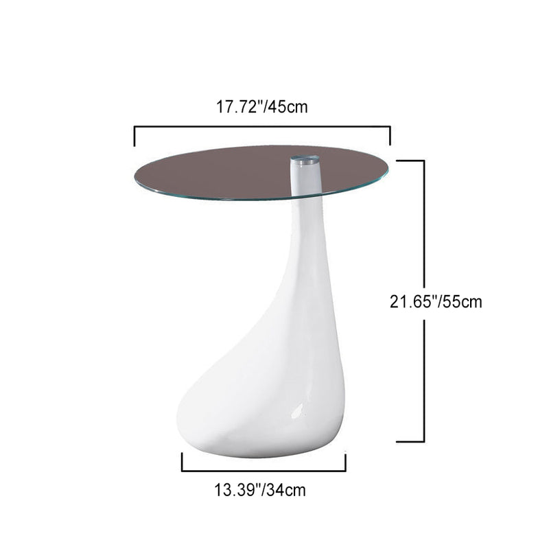 Zeitgenössischer kreativer runder Glas-Edelstahl-Beistelltisch mit 1 Bein für das Wohnzimmer 