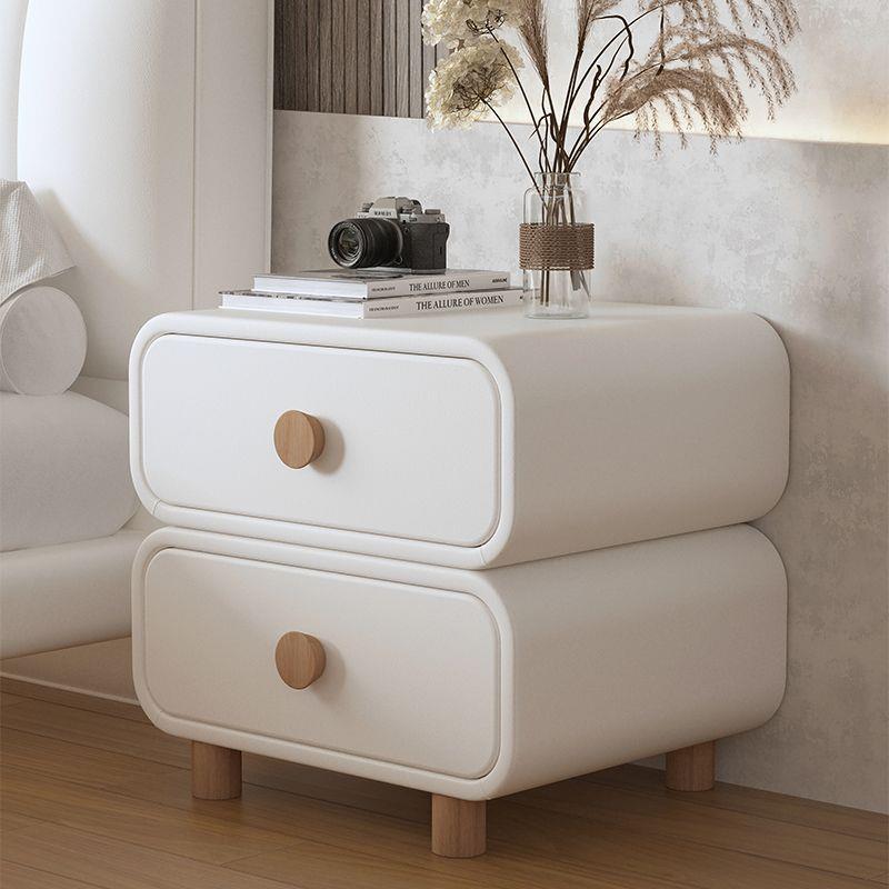 Contemporary Scandinavian Square Solid Wood Nightstand 2-Drawer For Bedroom