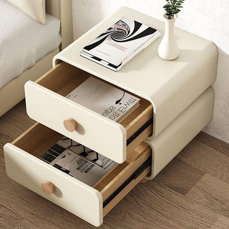 Contemporary Scandinavian Square Solid Wood Nightstand 2-Drawer For Bedroom