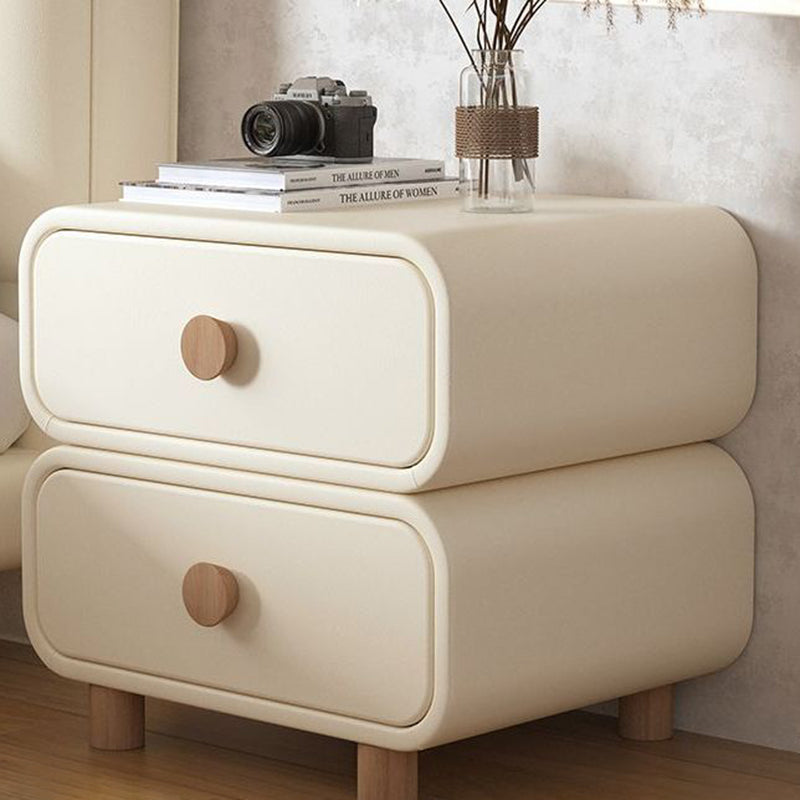 Contemporary Scandinavian Square Solid Wood Nightstand 2-Drawer For Bedroom