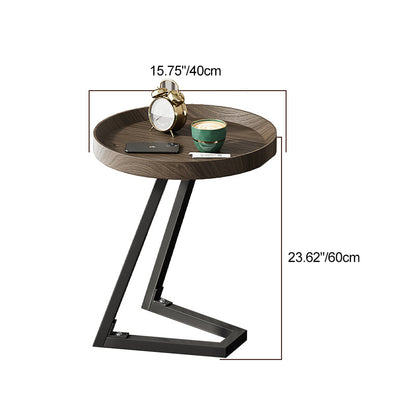 Table d'appoint ronde contemporaine en bois massif et acier inoxydable pour salon 