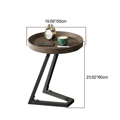 Table d'appoint ronde contemporaine en bois massif et acier inoxydable pour salon 