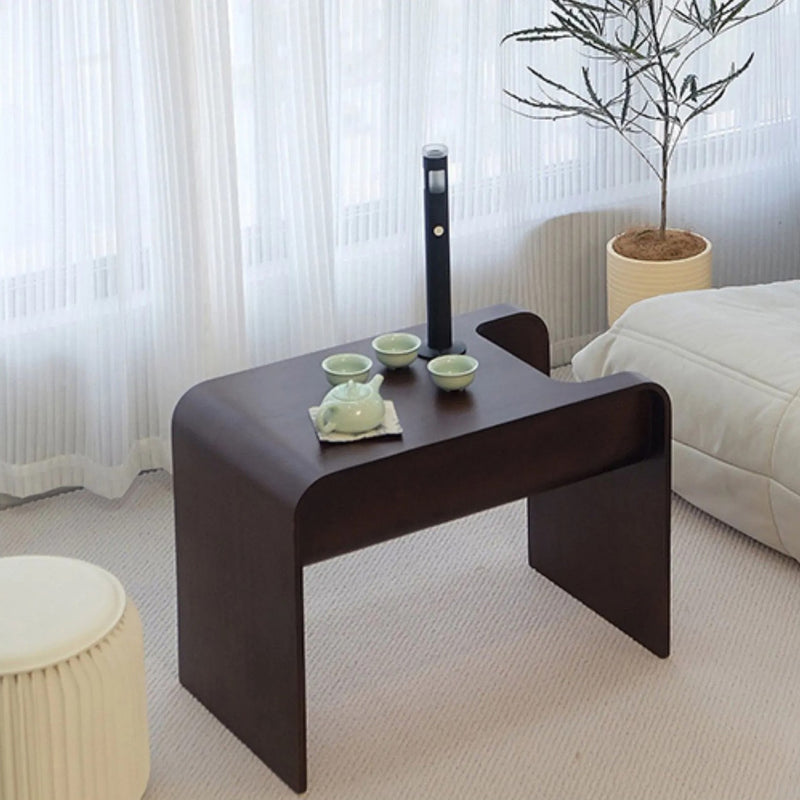 Modern Minimalist Rectangular Solid Wood Side Table 1-Storage For Living Room