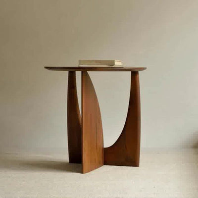 Modern Eclectic Round Solid Wood Side Table For Living Room