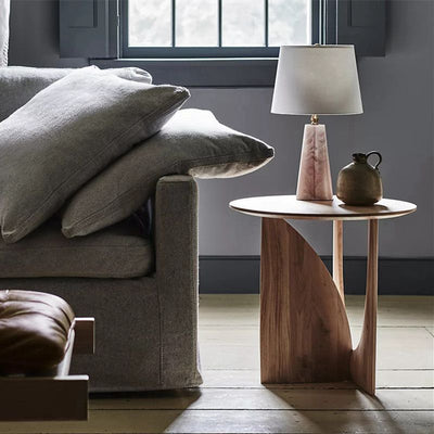 Modern Eclectic Round Solid Wood Side Table For Living Room