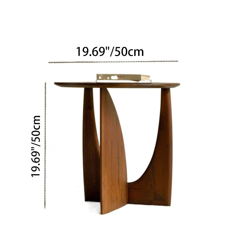 Moderner eklektischer runder Massivholz-Beistelltisch für das Wohnzimmer 