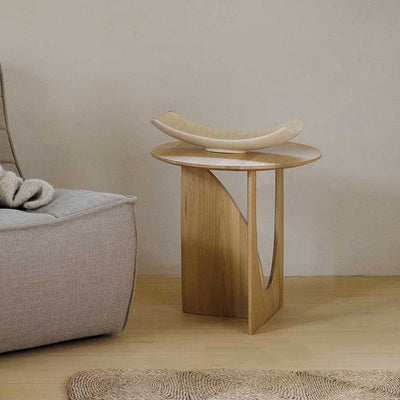 Modern Eclectic Round Solid Wood Side Table For Living Room