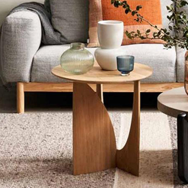 Modern Eclectic Round Solid Wood Side Table For Living Room