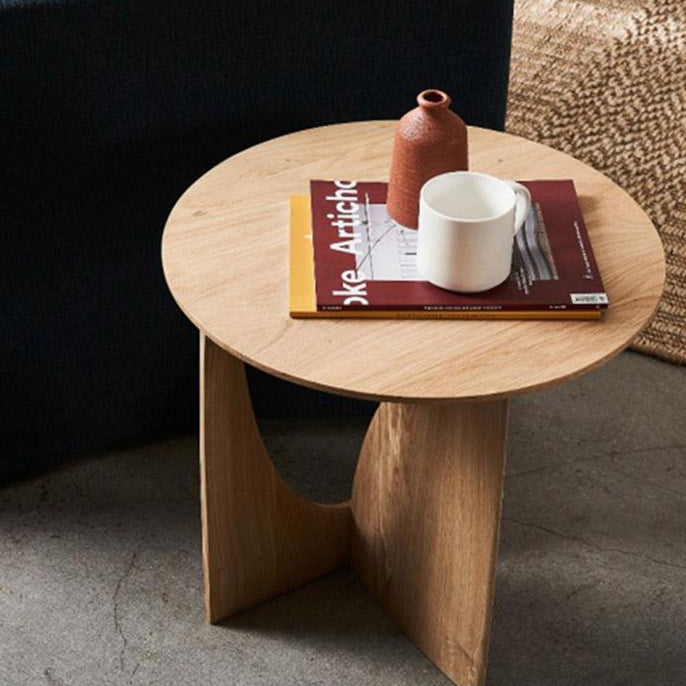 Modern Eclectic Round Solid Wood Side Table For Living Room