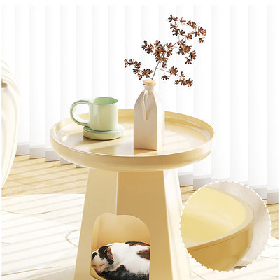 Table d'appoint ronde traditionnelle japonaise en plastique avec 1 rangement pour salon 