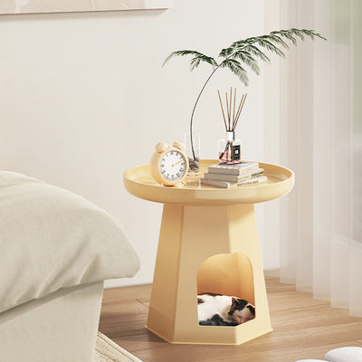 Traditional Japanese Round Plastic Side Table 1-Storage For Living Room