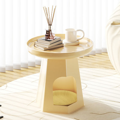 Table d'appoint ronde traditionnelle japonaise en plastique avec 1 rangement pour salon 