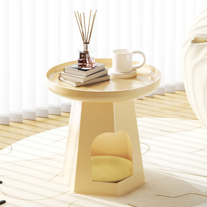 Traditional Japanese Round Plastic Side Table 1-Storage For Living Room