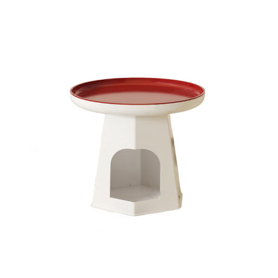 Table d'appoint ronde traditionnelle japonaise en plastique avec 1 rangement pour salon 