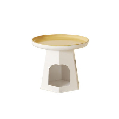 Table d'appoint ronde traditionnelle japonaise en plastique avec 1 rangement pour salon 