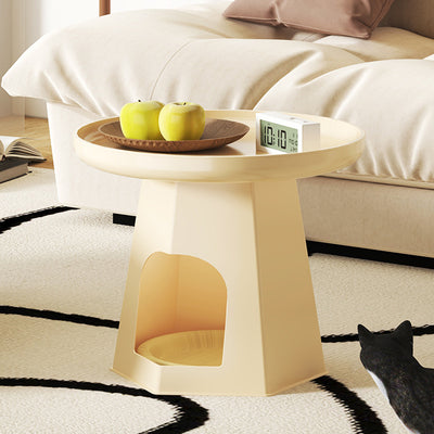 Table d'appoint ronde traditionnelle japonaise en plastique avec 1 rangement pour salon 