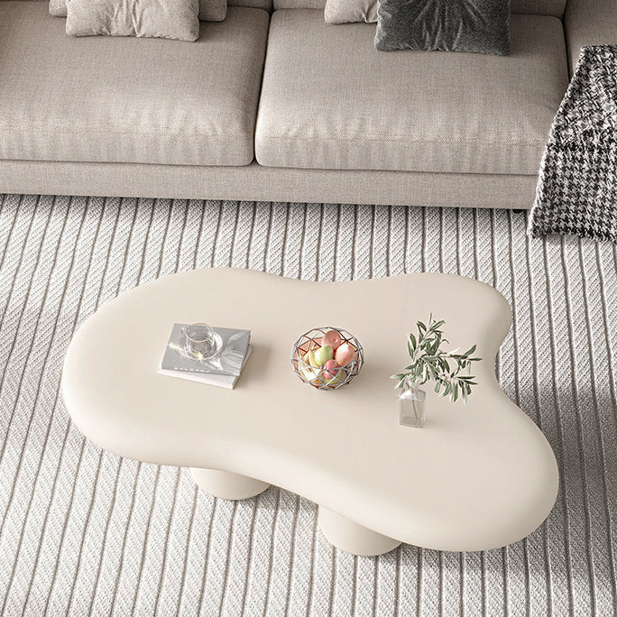 Contemporary Creative Creamy Cloud Orb Artificial Panel End Table 1-Tier For Living Room