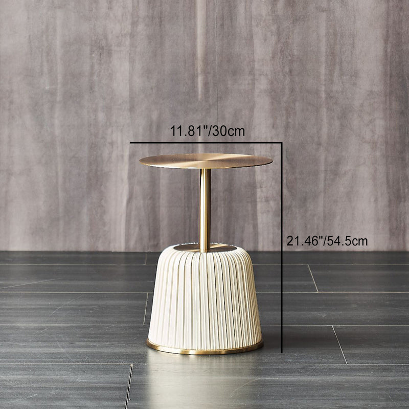 Modern Luxury Round Column Stainless Steel Metal End Table 1-Tier For Living Room